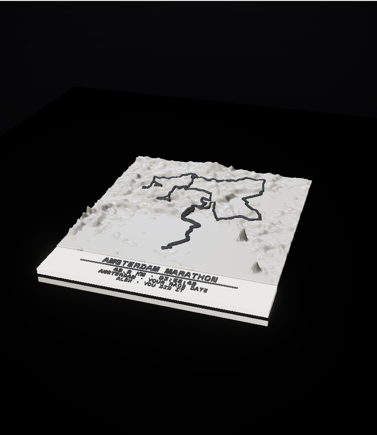 Digital preview of an Amsterdam Marathon keepsake with a personalised inscription